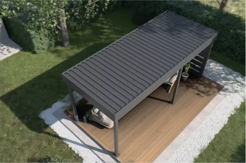 Pergola mit Wandverkleidung und festem isoliertem Dach