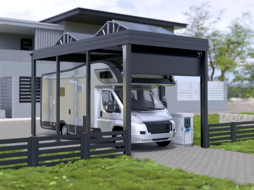 PV Carport für Wohnmobil mit Garagentor